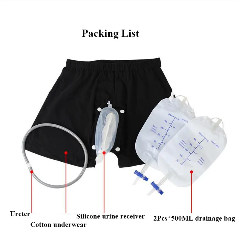 1Pc Wearable Silicone Male Urine Bag Panties Elderly Incontinence Patient Men Walking Urine  Collector Underpants Drainage Bag