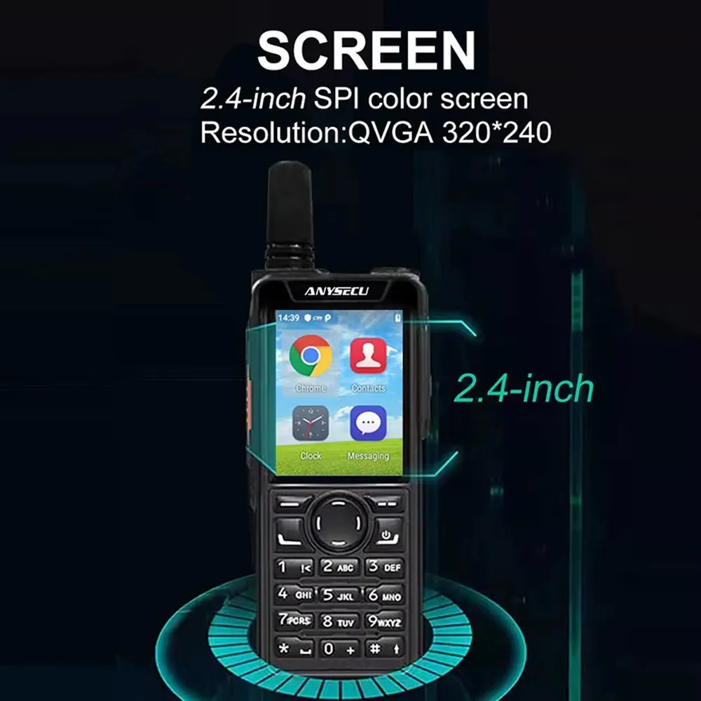 Anysecu T59 Android 9.0 4G Network Radio WIFI GPS Unlock LTE/WCDMA/GSM POC Walkie Talkie Work with Zello REAL-PTT