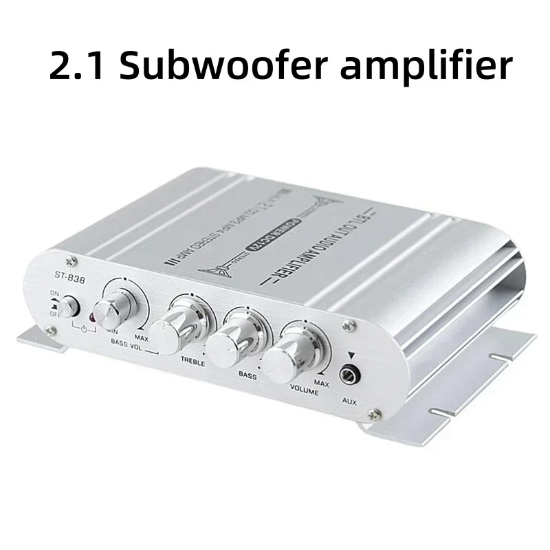 AMPLIFICADOR DE POTENCIA de Audio para coche, Subwoofer 2,0, utiliza canales de graves 2,1 para ordenador doméstico, portátil, teléfonos inteligentes, conector auxiliar con fuente de alimentación de 12V