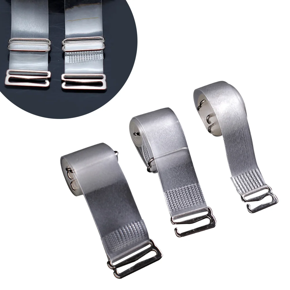 Sangles Réglables en Plastique Transparent Invisible avec Boucles en Acier Inoxydable, 3 Paires