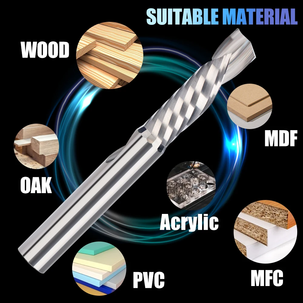 XCAN Kompressionsfräser UP & DOWN Cut CNC-Fräser Eine Nuten Spirale Hartmetall-Schaftfräser Werkzeugfräser für Holz – Detail 7