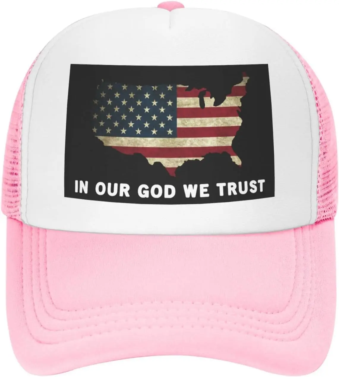In God We Trust USA Map American Flag Trucker Hat Mesh Snapback Cap Adjustable