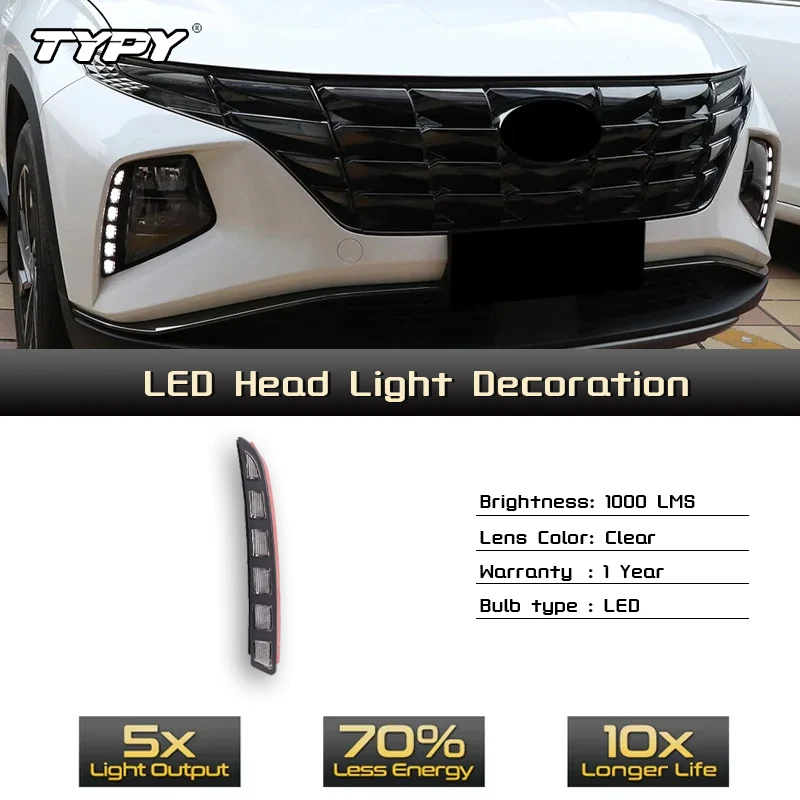 1 Set Daytime Running Lights LED DRL Dynamic Turn Signal Car Fog Lamp Auto Daylights For Hyundai Tucson 2021 2022 2023