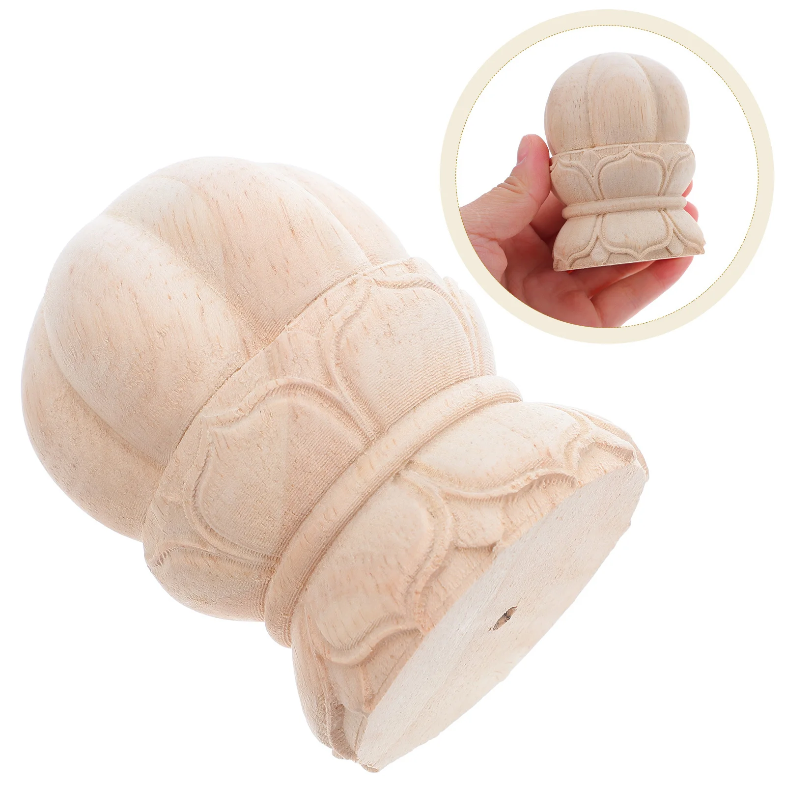 

Lotus Wood Finials Handmade Solid Carved Ornamental Toppers for Bed Frame Stair Newel Posts Furniture Decorative Wooden Craft