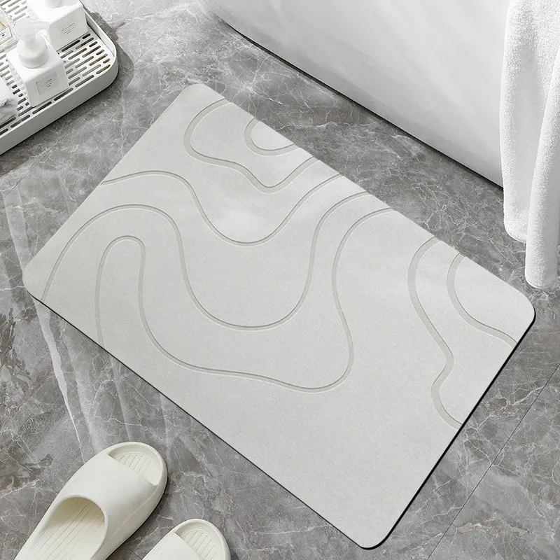 

Minimalist Wavy Diatomite Bath Mat Super Absorbent Quick-drying Non-slip Mat for Bathroom Toilet Home Use