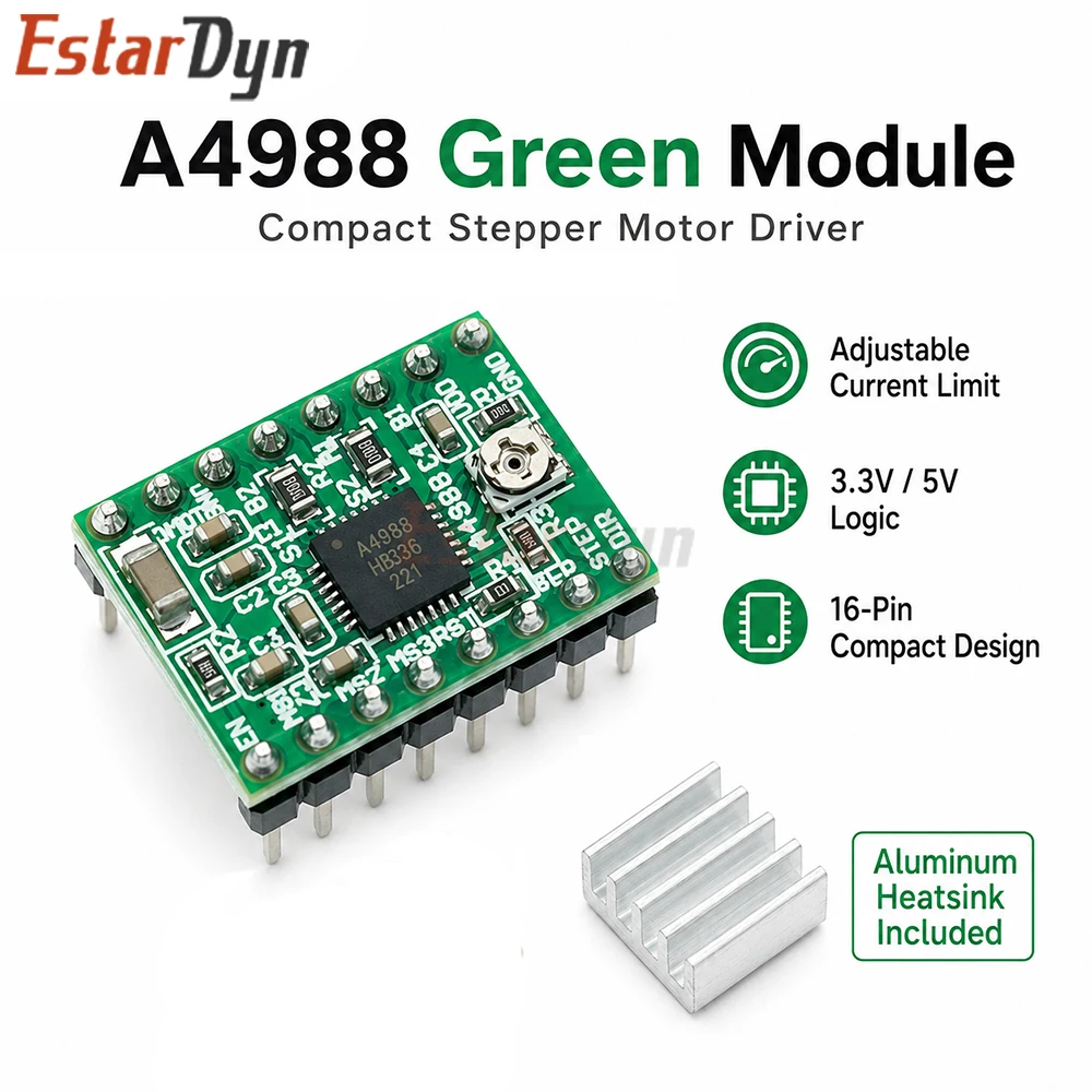 Estardyn A4988 Stepper Motor Driver Module Microstep Adjustable Current with Heatsink for 3D Printer CNC RepRap Ramps 1.4