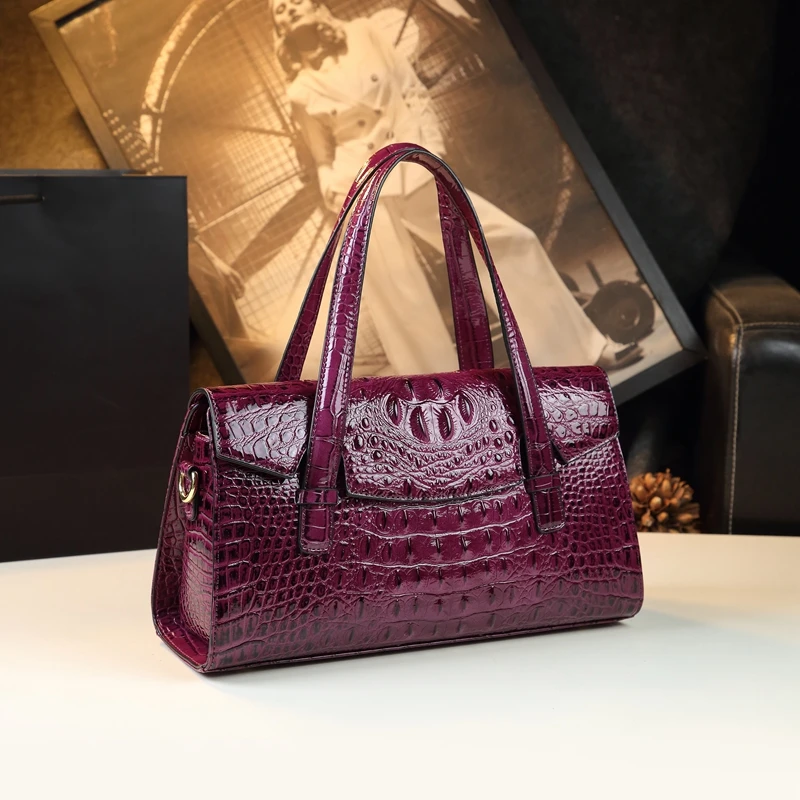 Crocodile pattern women\'s bag 2024 new fashionable and high-end handbag for middle-aged women