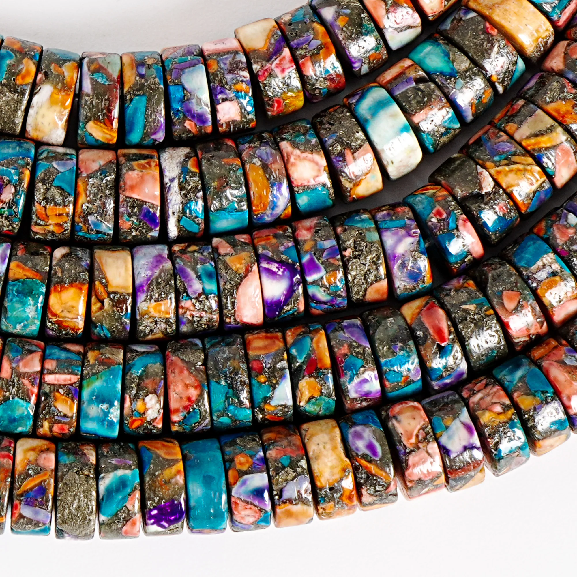 Multicolored Turquoise 4x2mm 6x3mm 8x3mm Gold Thread Smooth Dyed Wheel Beads in Jewelry Making DIY Bracelet Necklace Accessories