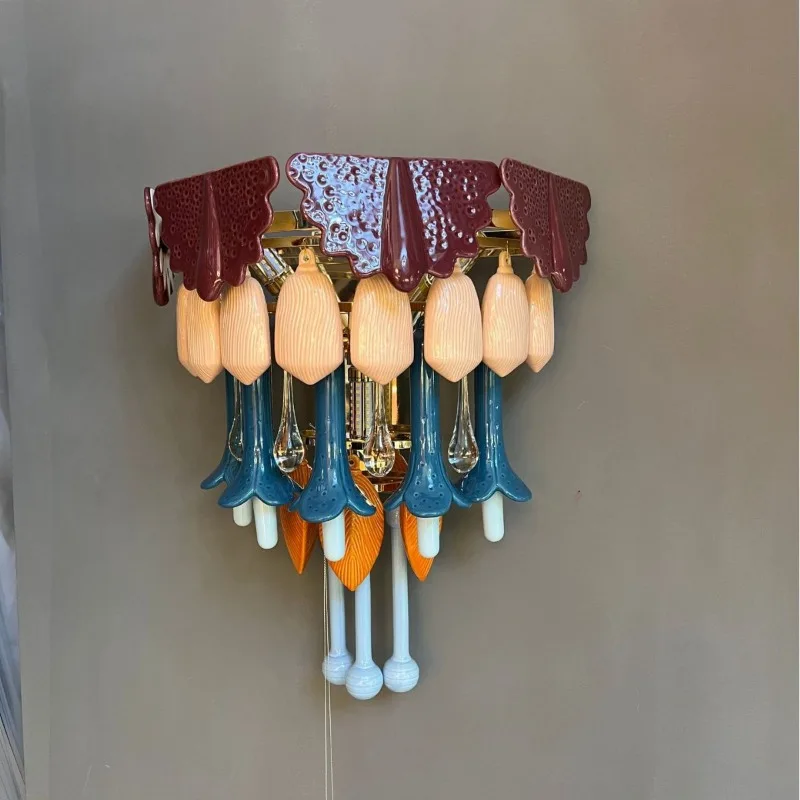 

Modern Aesthetics Wall Lamp Colored Ceramics LED Wall Sconce Living Room Corridor Restaurant Atmosphere Decoration Light Fixture