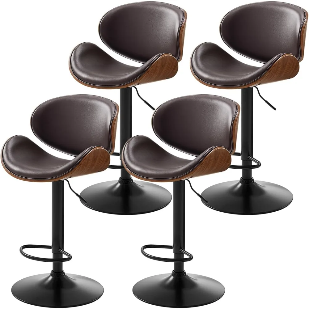 

Counter Height Bar Stools Set of 4, Swivel Bar Stools with Backs and Footrest
