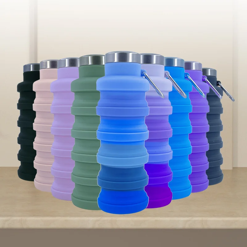 Collapsible silicone water bottle folded flat