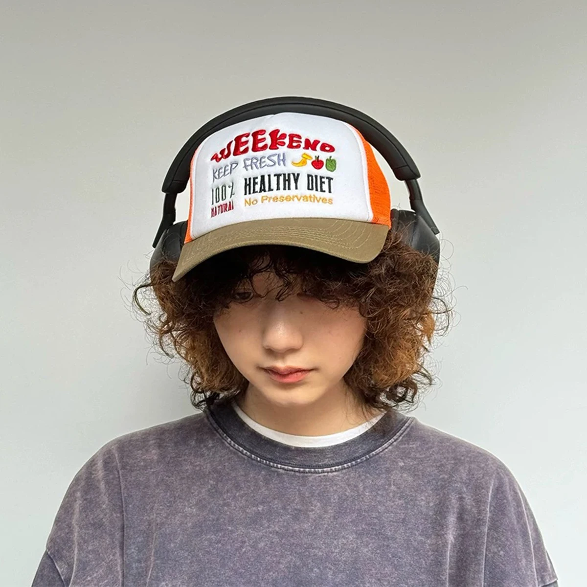 Embroidered Fresh Fruit Letters Baseball Hats New Unisex Color Block Sunshade Casual Breathable Versatile Fashion Trucker Caps - Image 5