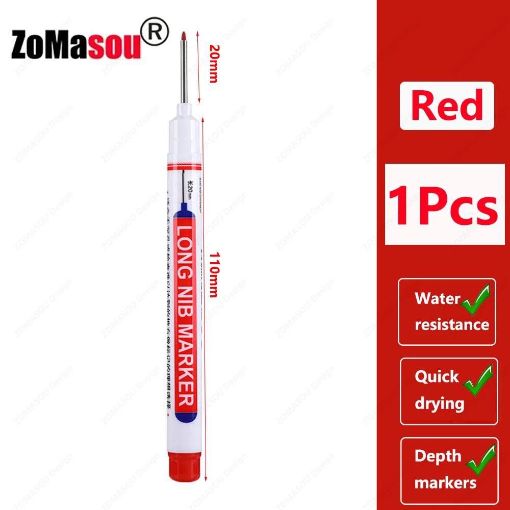 1–100 Stück 2 cm wasserdichte Marker mit langem Kopf, tiefes Loch, Markierungsstift für Metall, Schreiner, rot/schwarz/blau/grüne Tinte, Holzbearbeitungswerkzeuge