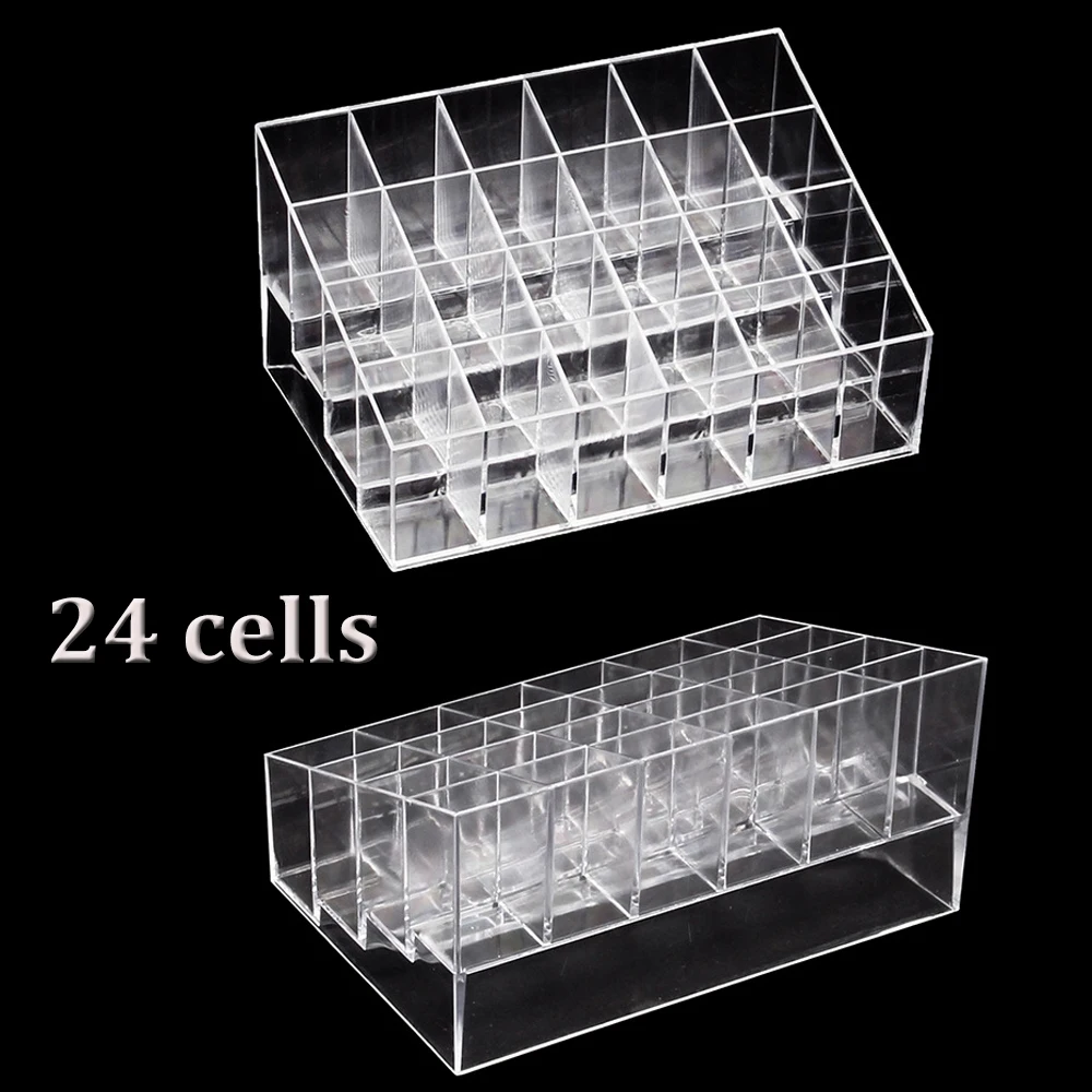 24 Holes Clear Crystal Box Makeup Pigment Cups Caps Permanent Makeup Acrylic Tattoo Ink Cup Storage Container Rack Holder Stand