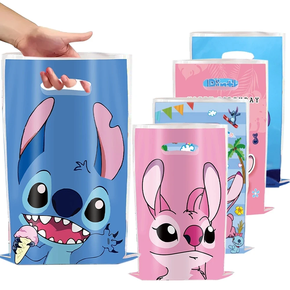 Disney Lilo and Stitch Pink Candy Bag Handle Gift Bags Birthday Party Decoration Snack Loot Package Festival Party Favor Kids