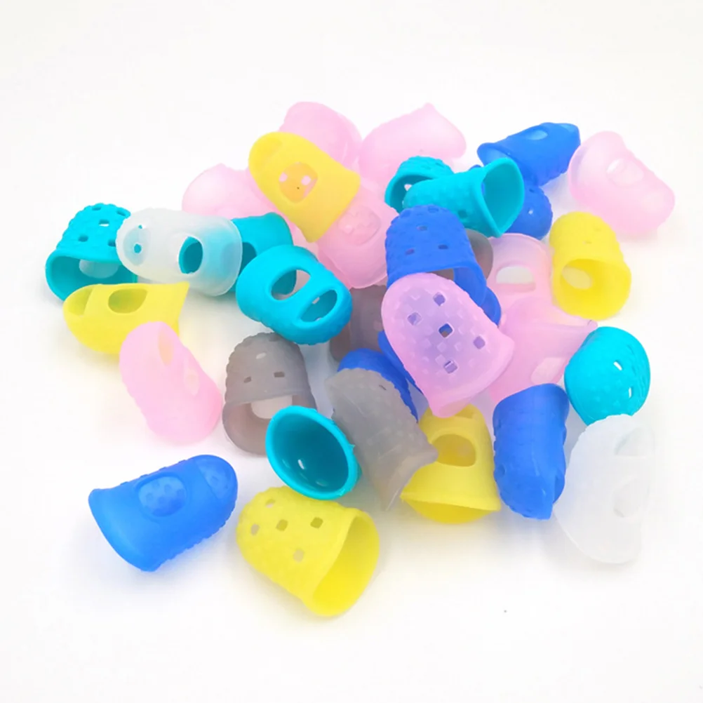 

40pcs Guitar Fingertip Protectors Silicone Finger Guards Finger Cover for Guitar Beginner (Size XS + Size S + Size M + Size L Tr