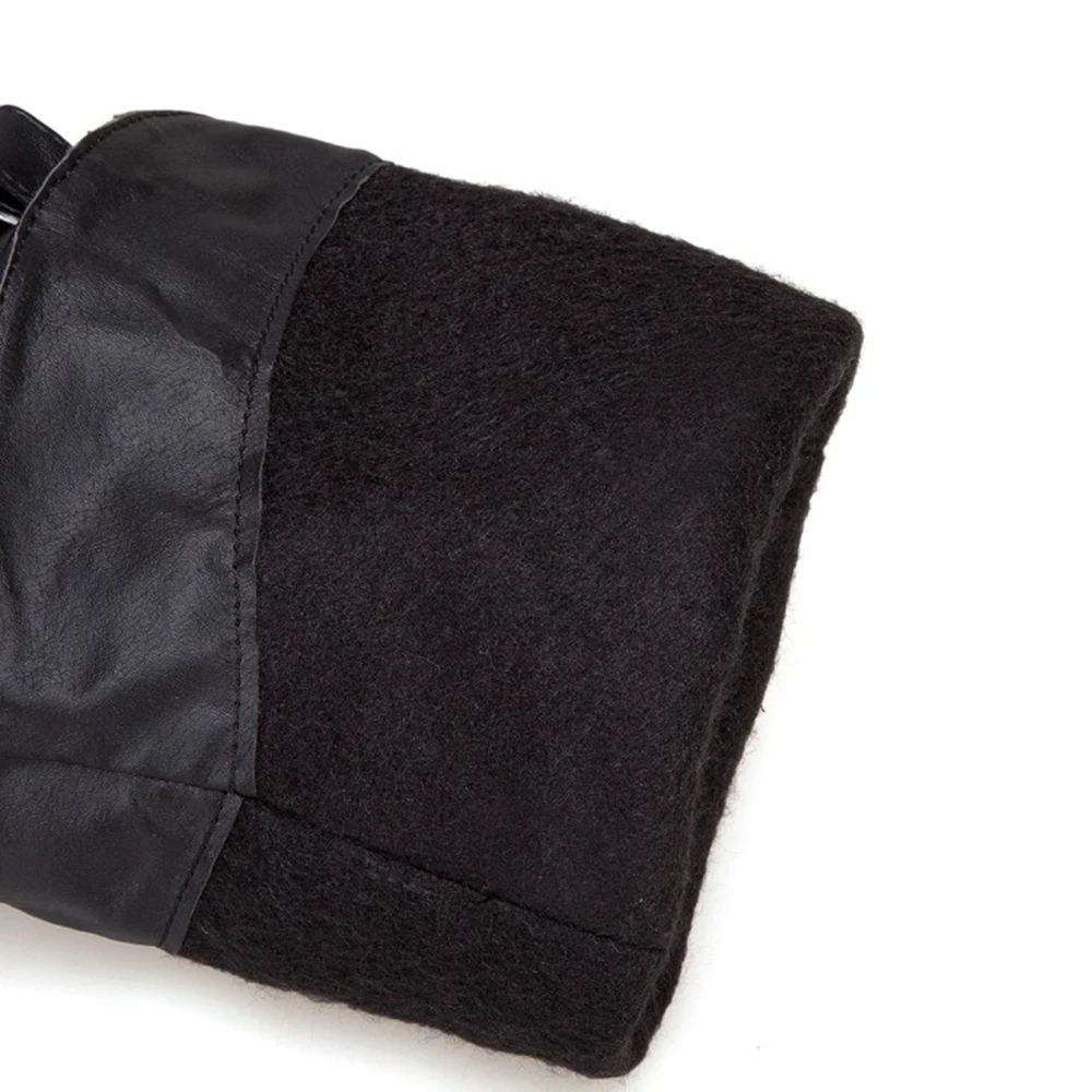 الخريف الشتاء المرأة أحذية عالية جولة تو مطوي الرجعية الحديثة حذاء برقبة للركبة سميكة عالية الكعب 7.5 سنتيمتر حجم كبير 34-48 7739-1