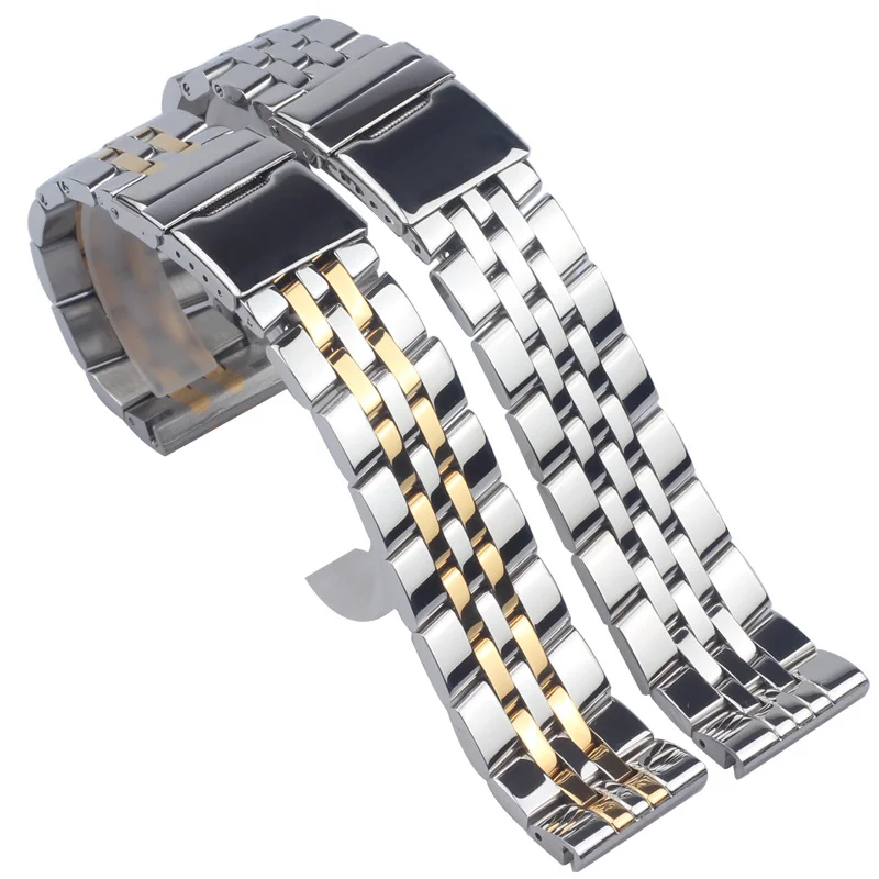 For Timing Super Ocean Avenger NAVITIMER Watchband 18mm 20mm 22mm 24mm Silver Gold Stainless Steel Glossy Wristband Accessories
