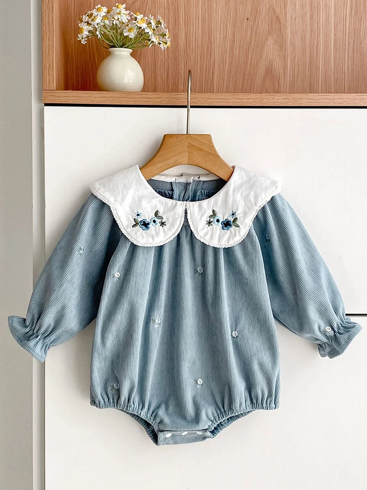 2025 nouveau enfant en bas âge bébé filles barboteuse printemps enfants vêtements à volants à manches longues coton bébé vêtements fleur bébé filles combinaison