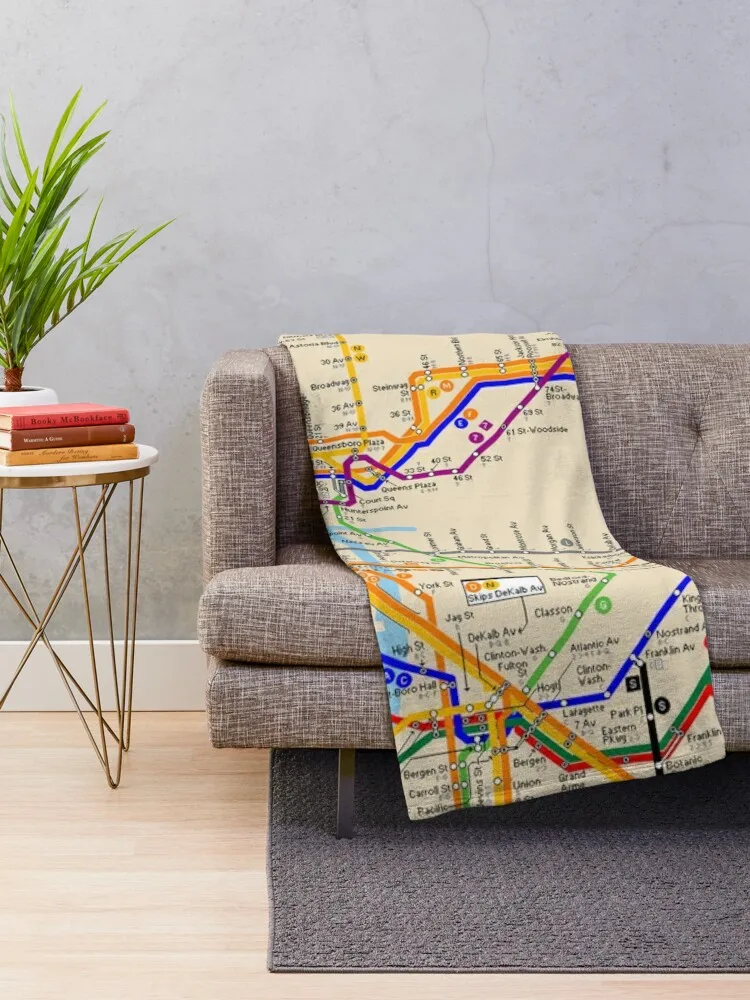 New York City Subway Map Throw Blanket Multi-Purpose Luxury Thicken Blankets