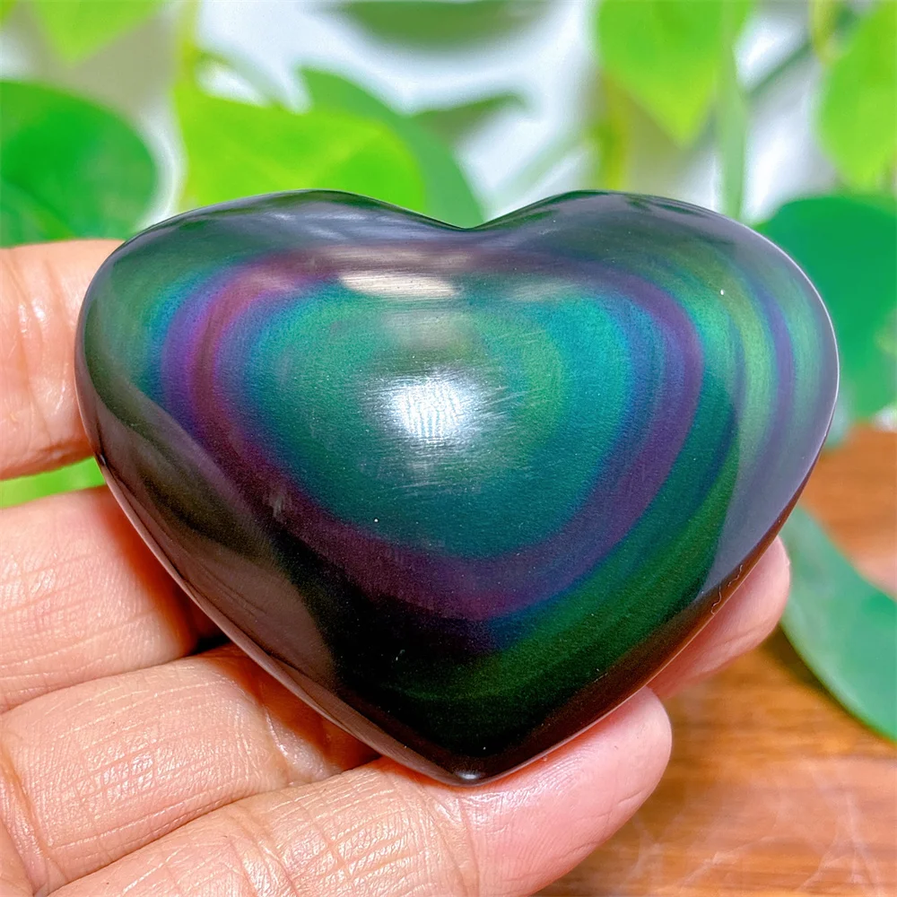 Rainbow Obsidian Heart Crystal Natural Quartz Stone Home Decoration Minerals Reiki Craft Gifts Energy Healing Spiritual Love