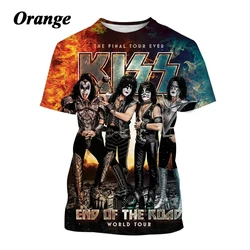 Heavy Metal Rock KISS Band Printed 3D T-shirt Popular Men Women Street Hip Hop Style Tee Summer O-Neck Short Sleeve Top Clothing