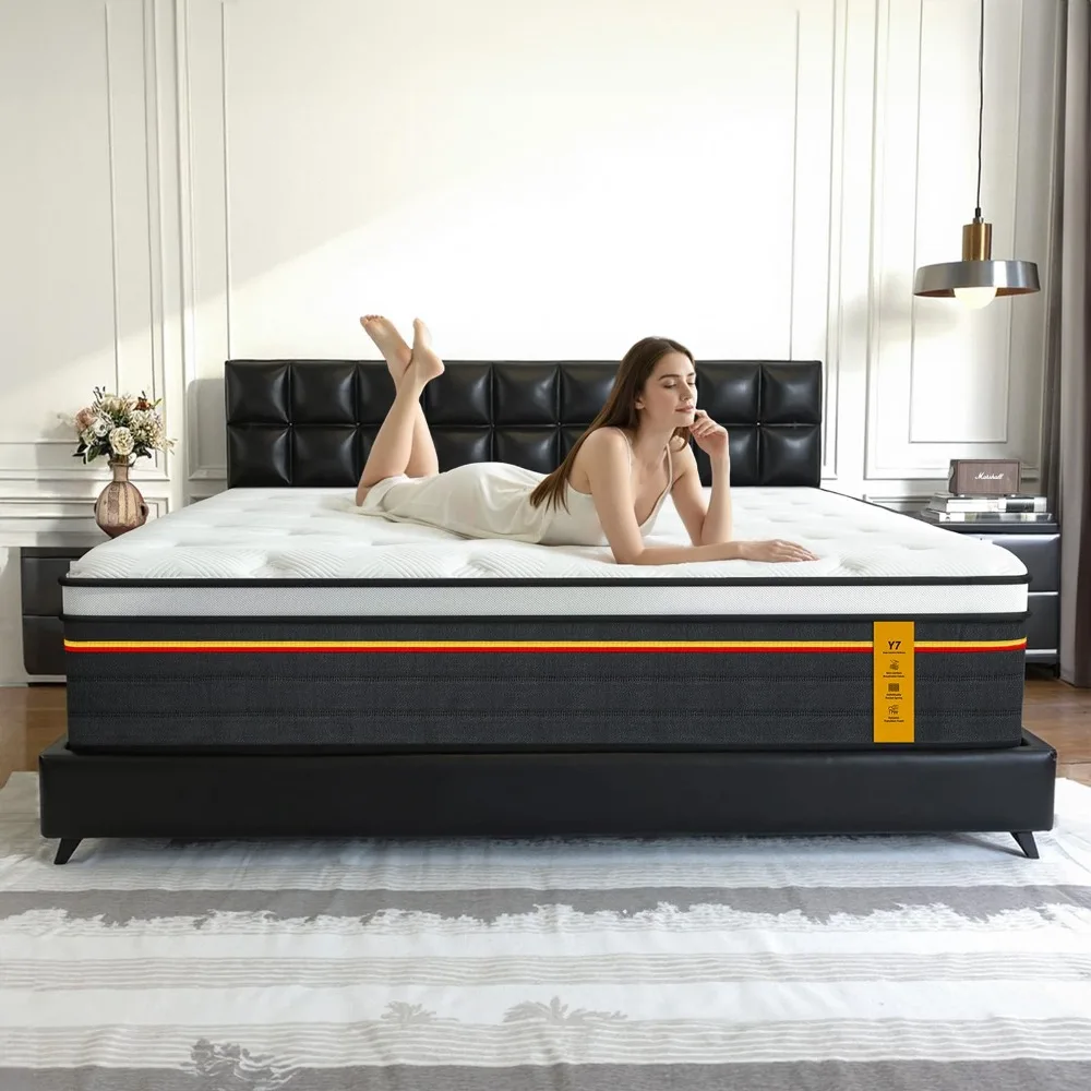 Queen Size Mattress 12 Inch Hybrid Mattresses, Medium Firm