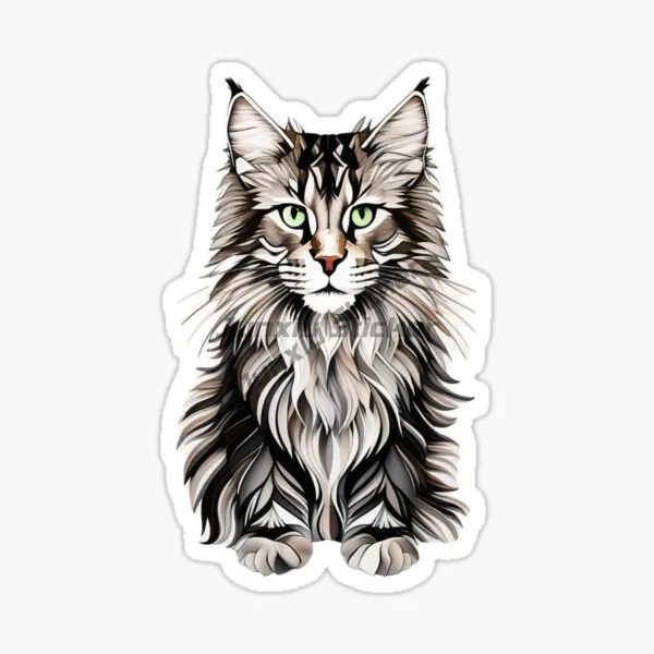 Creative Color Cat Maine Coon Cat Cute Pets PVC Waterproof Stickers for Decorate Car Van Bicycle Fridge Table Window Decal