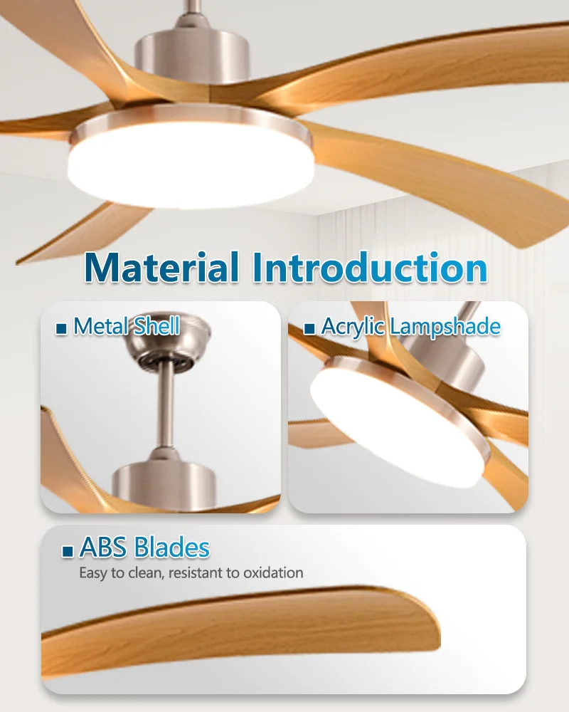 New 40/46Inch 5 blade DC Motor Strong Ceiling fan with 48W LED Light and Remote Control for Large living room, large dining room