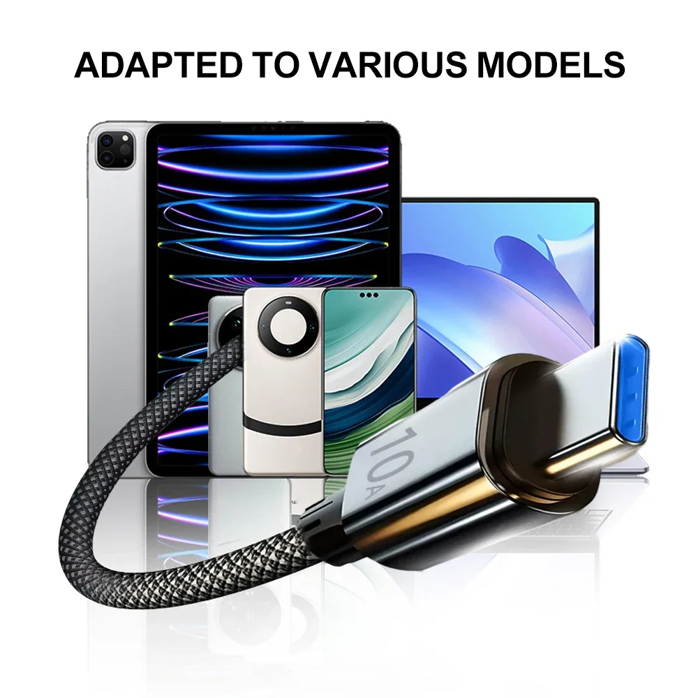 120W 10A Super Fast Charging Type C Data Cables Sturdy Nylon Braid USB C Mobile Phone Wire Cord for Samsung S24 S23 Xiaomi