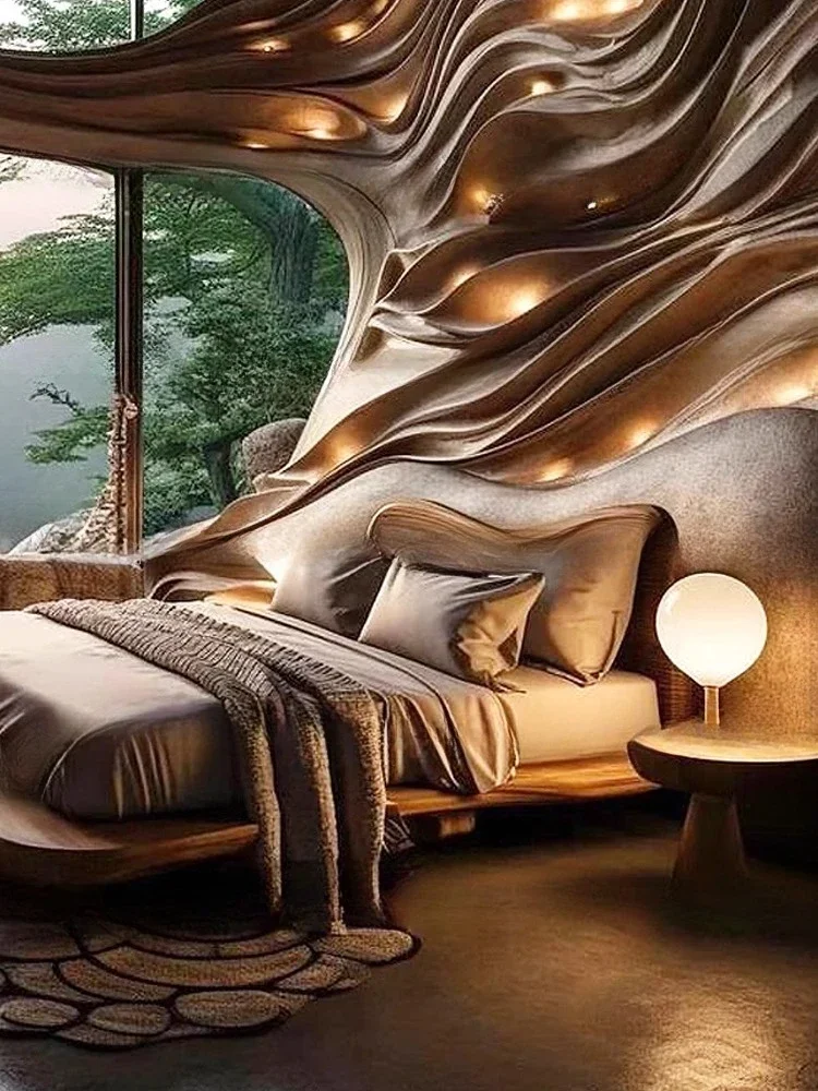 中世風の寝室用ベッド、テクニカルなダブルベッド、クリエイティブな1.8メートルのダブルベッド、マスタールームにある新しい古代風のベッド