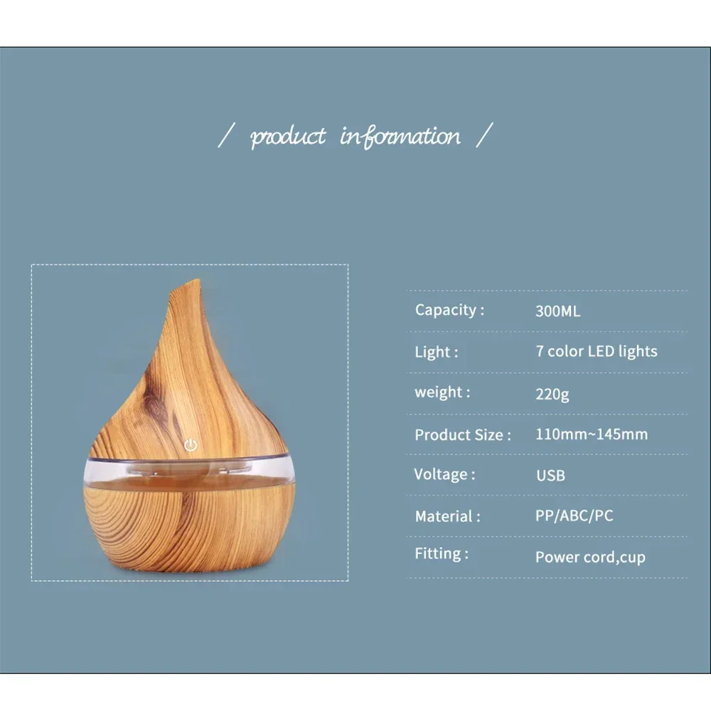 Difusor de Aroma eléctrico, humidificador de aire ultrasónico de madera, USB, fabricante de niebla fría para aromaterapia, aceite esencial para el hogar