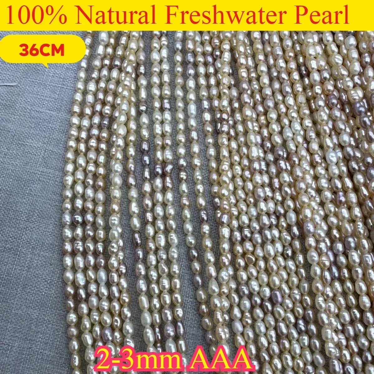 

2-3mm AAA Sparkling Natural Freshwater Pearl Mixed Color Rice Semi-finished Loose Bead for Jewelry Making DIY Necklace Bracelet
