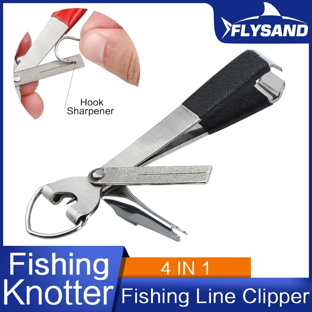 FLYSAND 4-in-1 Quick Knot Tying Tool with Nail Knotter Line Cutter Hook Sharpener Fishing Tackle High Quality Quick Knot Tools