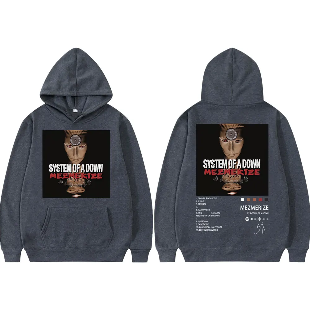 نظام ألبوم أسفل ملصق الجرافيك هوديي الرجال النساء روك الهيب هوب قمصان سويت شيرت بقلنسوة موضة خمر البلوفرات المتضخم