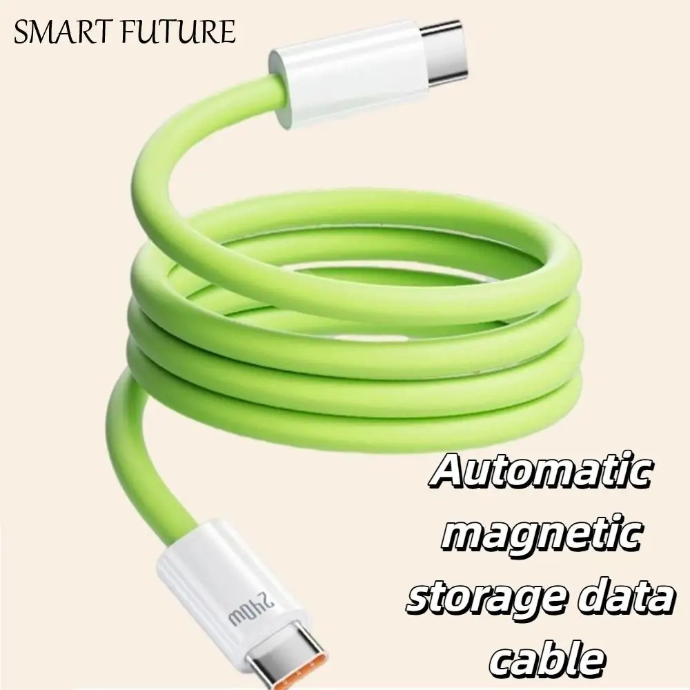

Magnetic Type C Silicone Data Cable Anti Winding Automatic Storage Type C To Type C Phone Cable Silicone Super Fast Charging