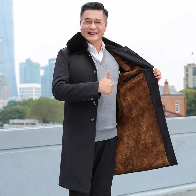 Winter Middle-Aged and Elderly Men's Jackets Slim Fitting Cotton  Plush  Thickened   Clothing A267