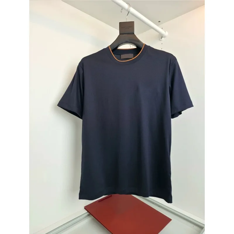 

Итальянская мужская летняя новая хлопковая дышащая однотонная модная повседневная футболка с круглым вырезом