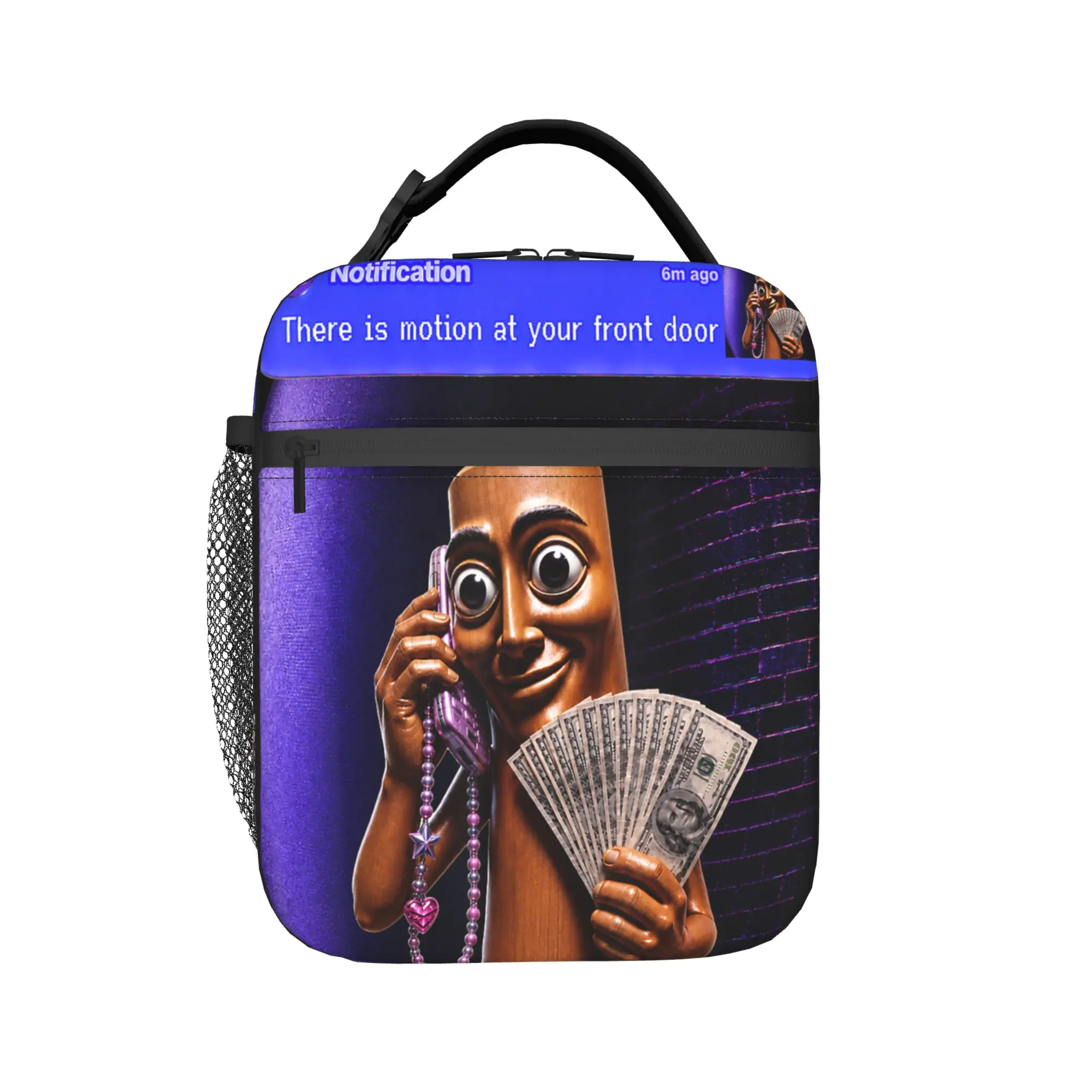 There is Motion At Your Front Door Tung Tung Sahur Lunch Bag  Picnic Lunch Box For Women Vintage Print Thermal Lunch Bags