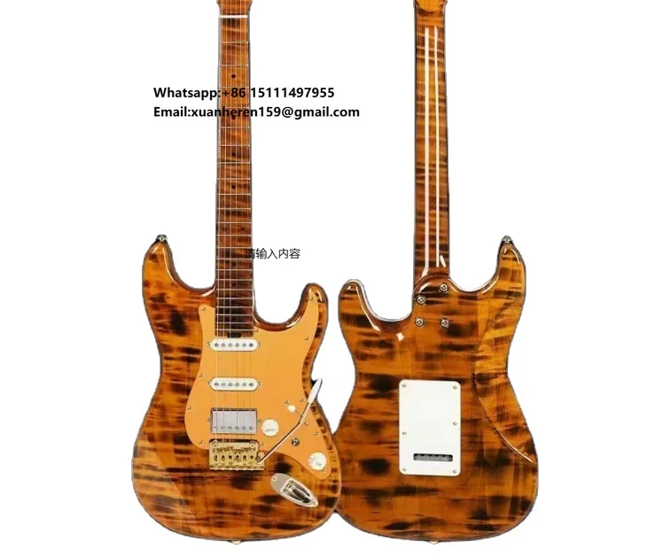Factory Direct Sale OEM Custom Jazz Semi Hollow Body 22 Frets Alder Body Vintage Color Left Handed Electric Guitar