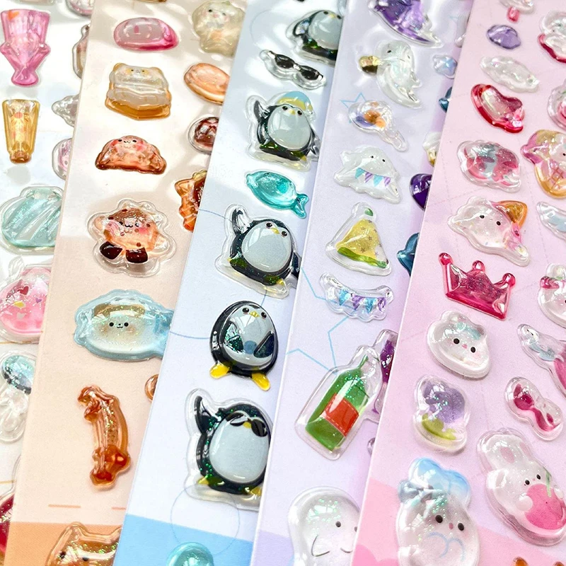 Kawaii 3D Relief Diamond Gemstone Stickers DIY Mobile Phone Decoration Stickers Creative Puffy PVC Stickers Gifts