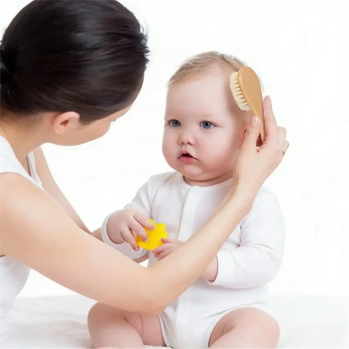 Industrial Tools 2pcs Baby Hair Comb and Brush Set Hair Soothing Hair Brush Beech Wood Comb Newborn Massager Baby Shower