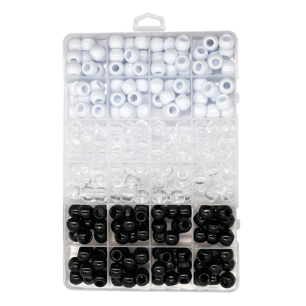 

240pcs Round Beads Black White Transparent DIY Hair Decor Dreadlocks Accessories Jewelry Making Braiding Beads Long Term