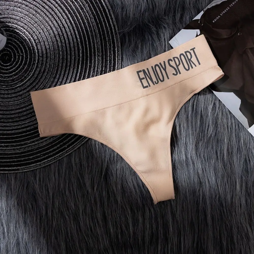 

Soft Middle Waist Seamless Panties Solid Color Sports Panties Women Thong Underpants Female Lingerie Sports Briefs Girl