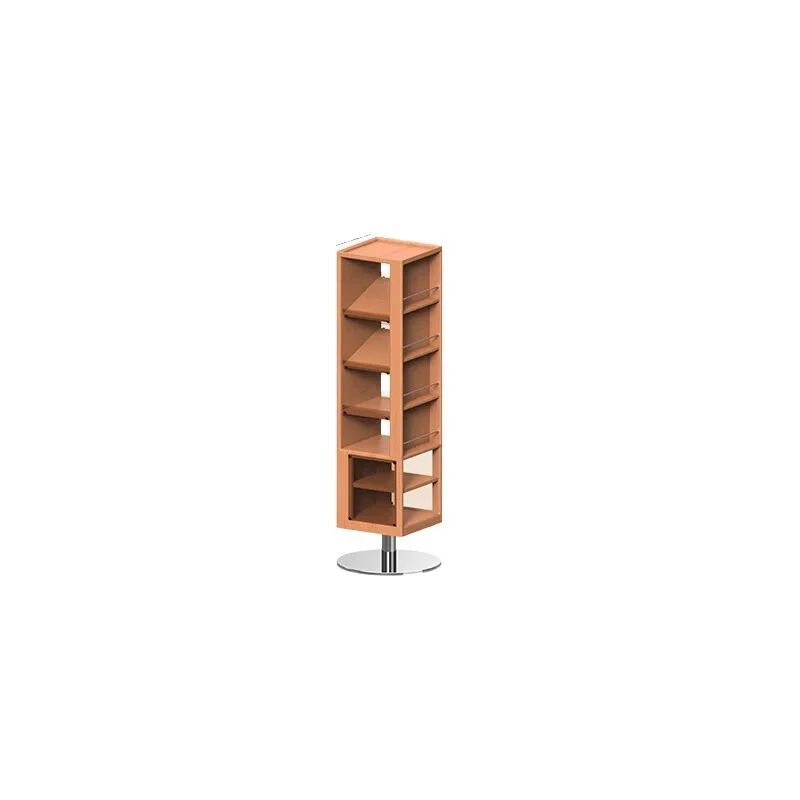 mirror rotating full-length mirror retro storage shelf bookcase, entrance cabinet rotating bookshelf floor mirror cabinet