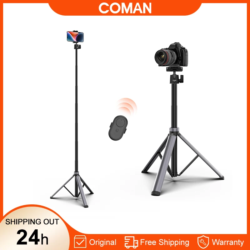 COMAN MT66 Light Stand Protable Tripod Stand For Fill Light With Universal 1/4 Screw For DSLR Action Camera 200cm Light Stand