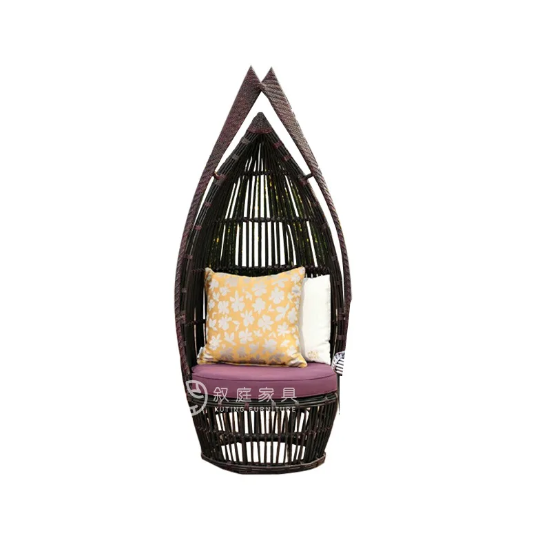 Manufacturer Nordic outdoor courtyard rattan chair designer single seat high back rattan sofa furniture outdoor rattan art ratta