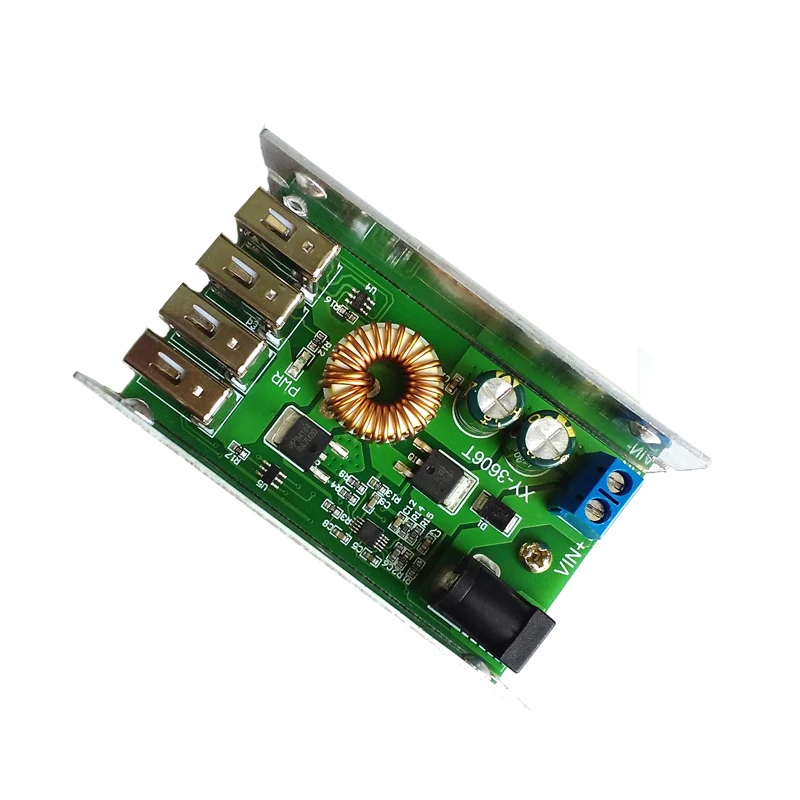 DC-DC 9V 12V 24V 36V a 5V Step Down Board 5A 4 uscita USB modulo di alimentazione convertitore Buck con guscio in alluminio per telefoni