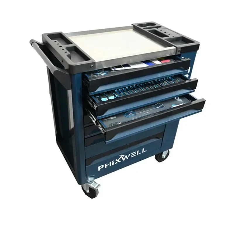 【2026】7 Drawer Roller Cabinet 250 Pieces Hand Tool Sets Steel Workshop Garage Tool Storage Trolley Tool Box