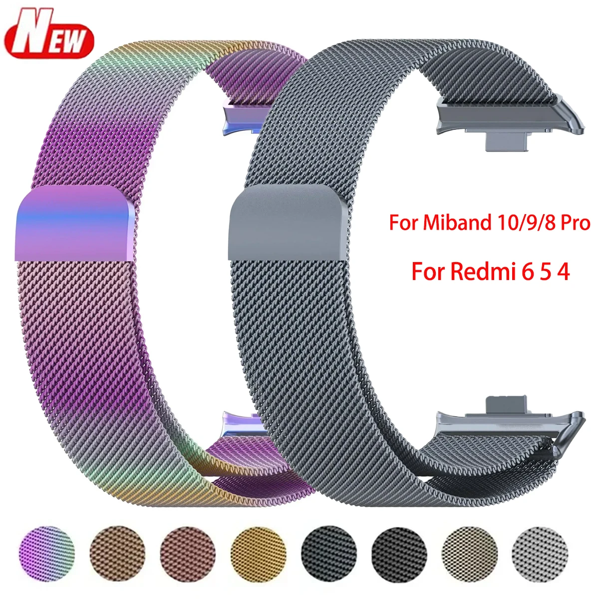 HOT Metall-Armband für Xiaomi Mi Band 10 9 8Pro Magnetisches Armband Edelstahl Ersatzarmband für Redmin Watch 4 5 6 Band